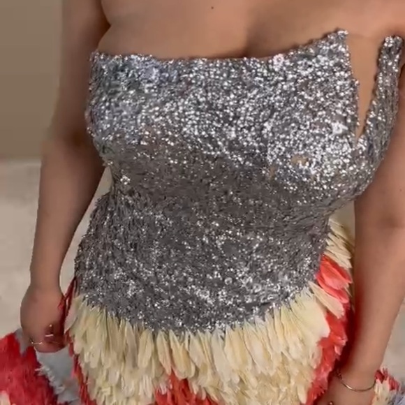 Custom ostrich feather gown - Picture 2 of 5